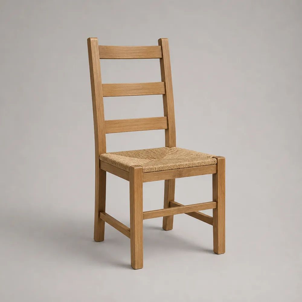 Chaise de salle à manger en bois massif et corde de papier tressée, marron clair et beige, 44 × 48 × 90 cm