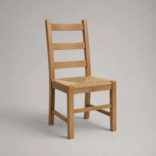 Chaise de salle à manger en bois massif et corde de papier tressée, marron clair et beige, 44 × 48 × 90 cm