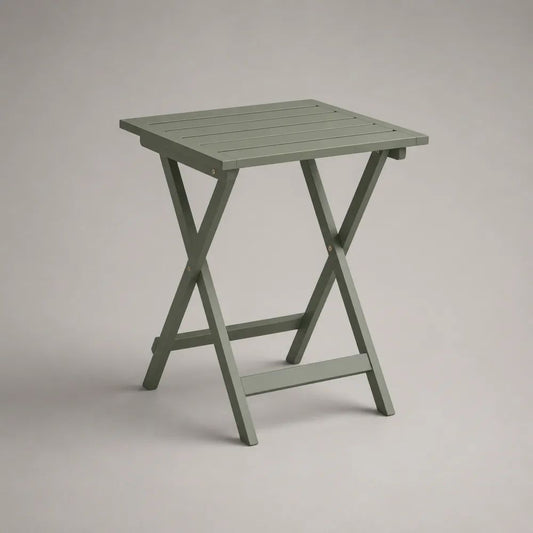 Table de jardin pliante carrée en bois massif vert sauge 50 × 50 × 70 cm